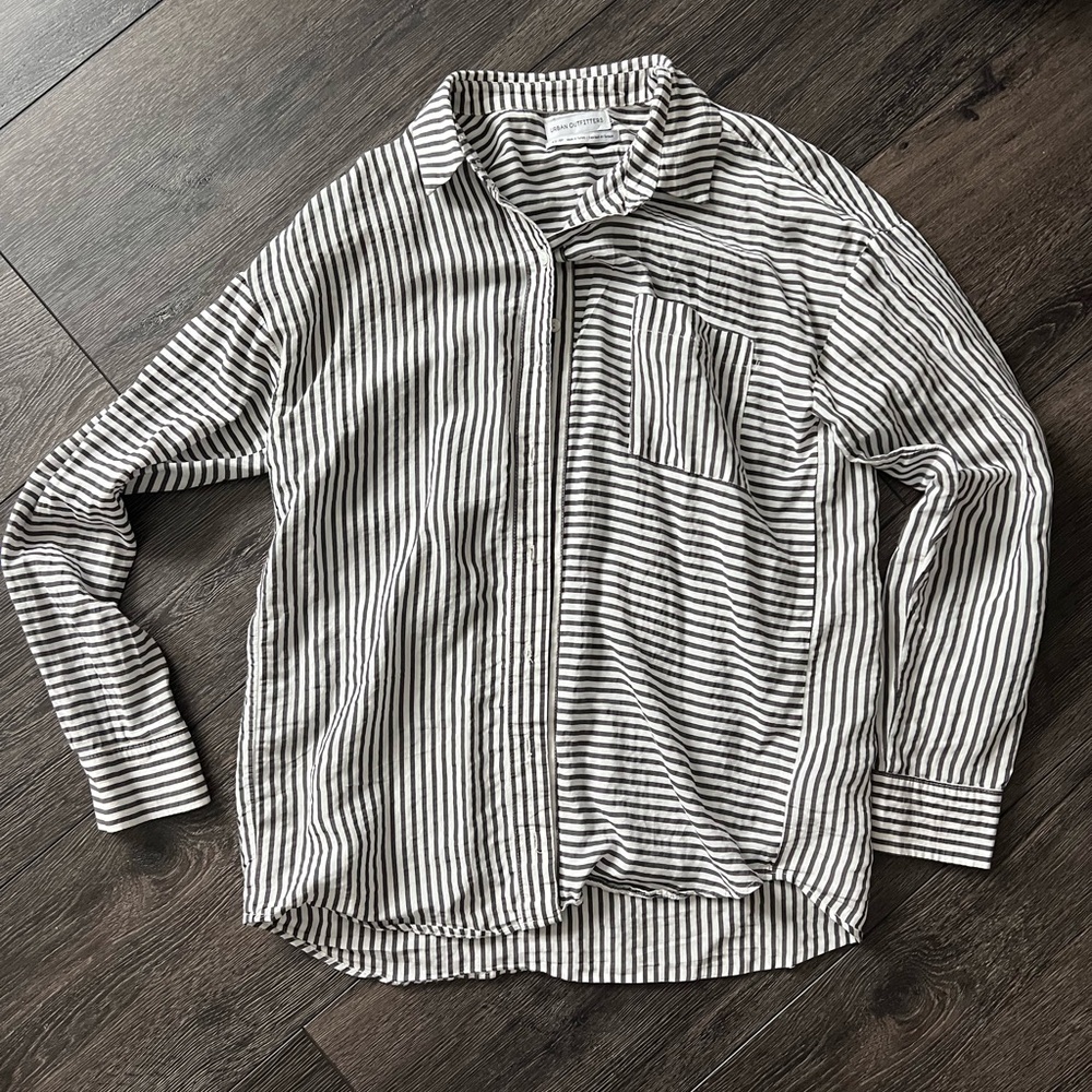 Urban Outfitters Grey and White Striped Shirt